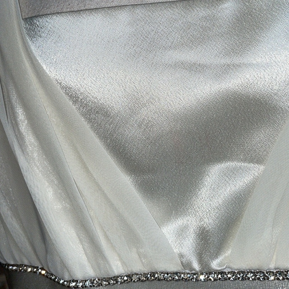 Fiesta Cream Ivory Satin Chiffon Rhinestone Column Formal Prom Bridal Dress XLG - Picture 11 of 14
